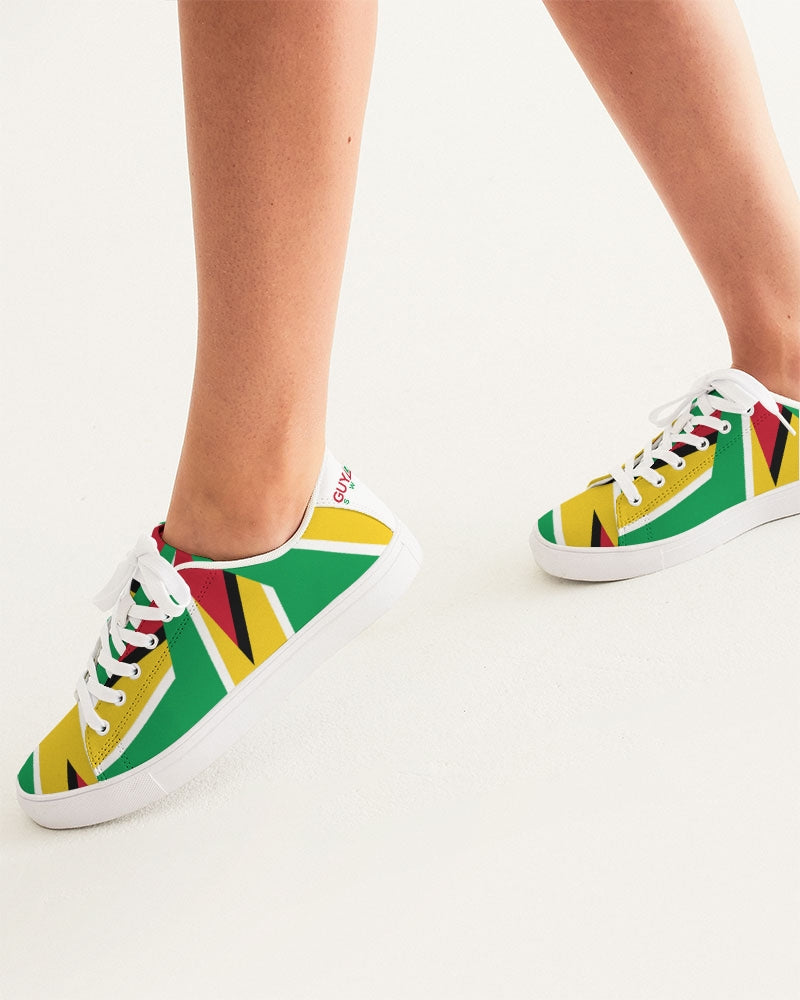 Abstract Guyana Flag Women's Faux-Leather Sneaker