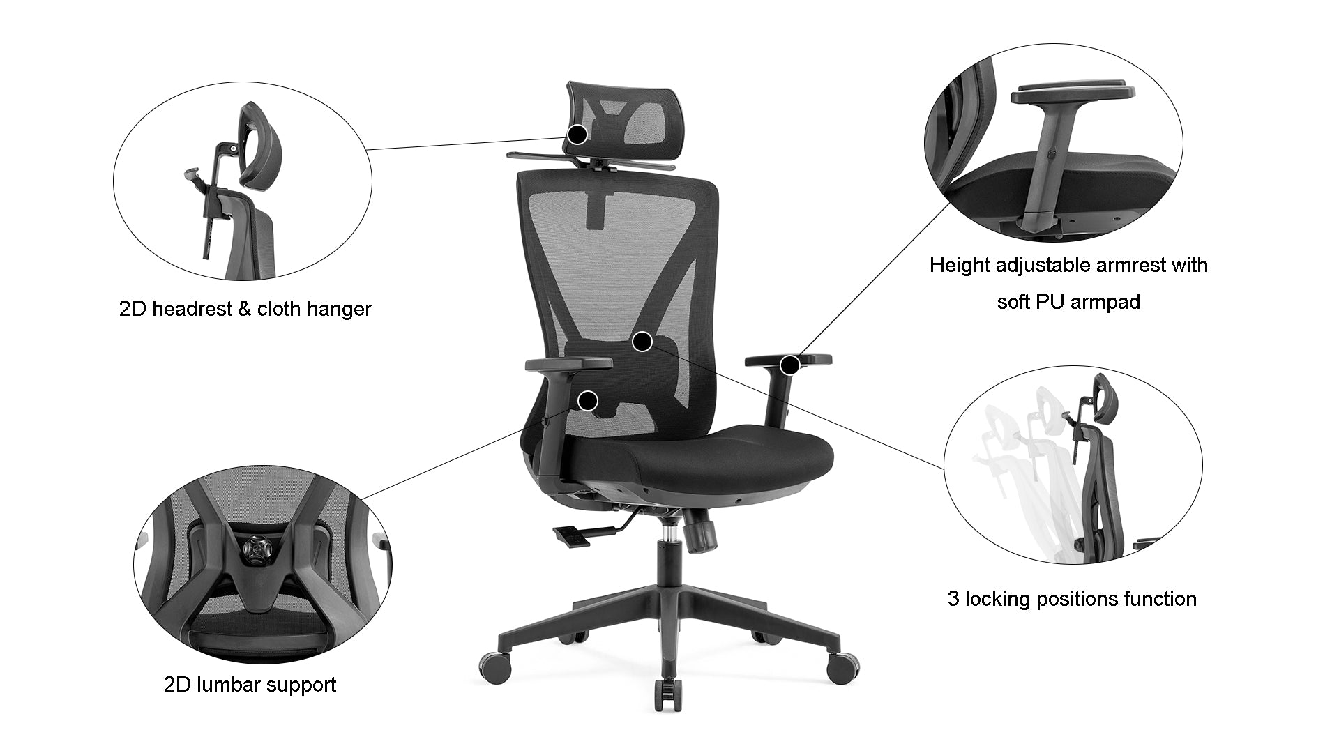 Prima-H(Full mesh,3D), Luxury cadeira Executiva Boss Ergonomic