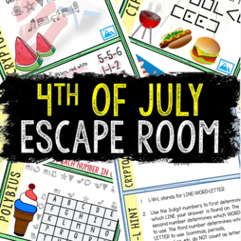 4th July Printable Escape Room for Kids