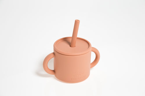 Silicone Sippy Cup and Straw - Wheat