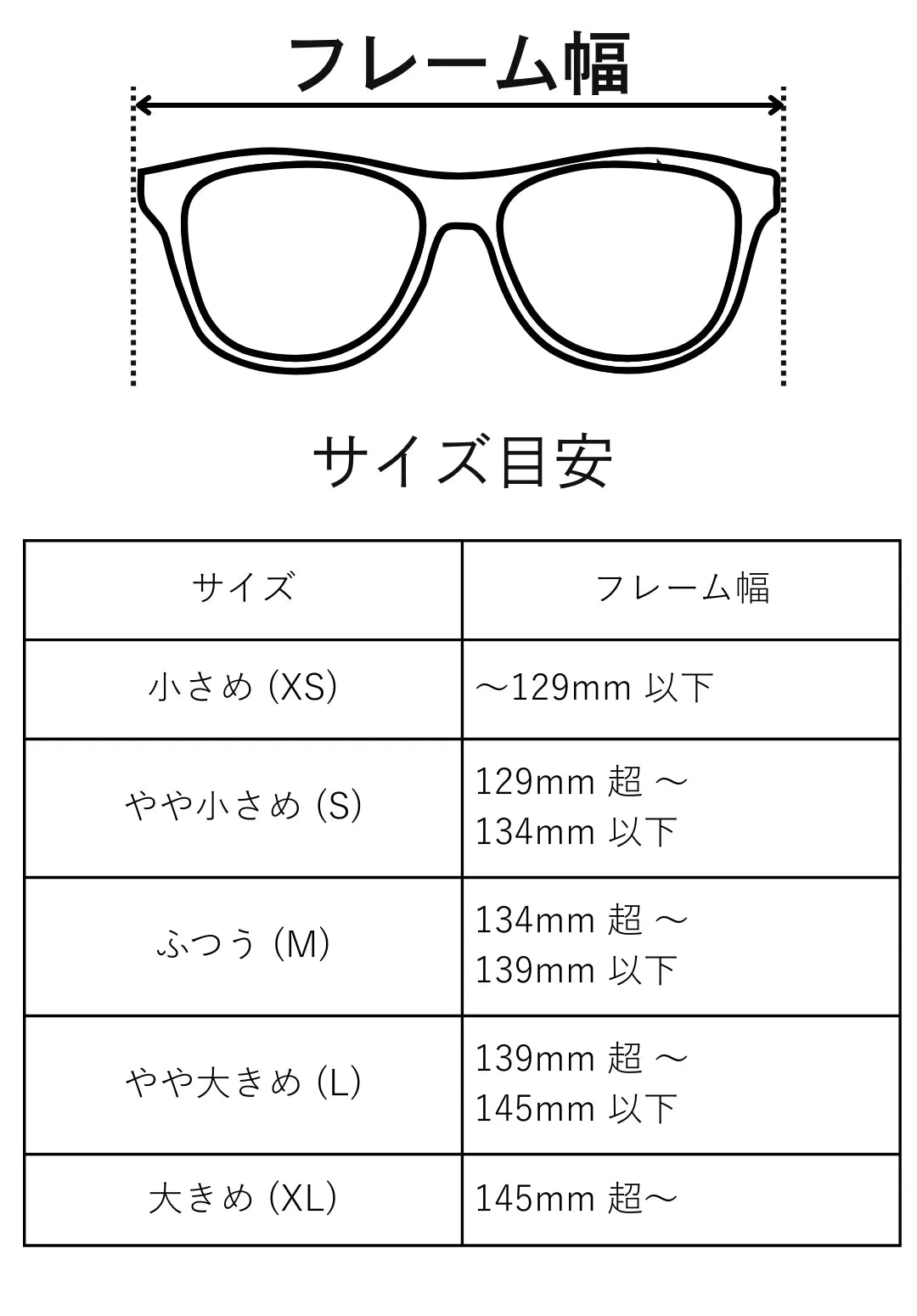 フレームサイズ表