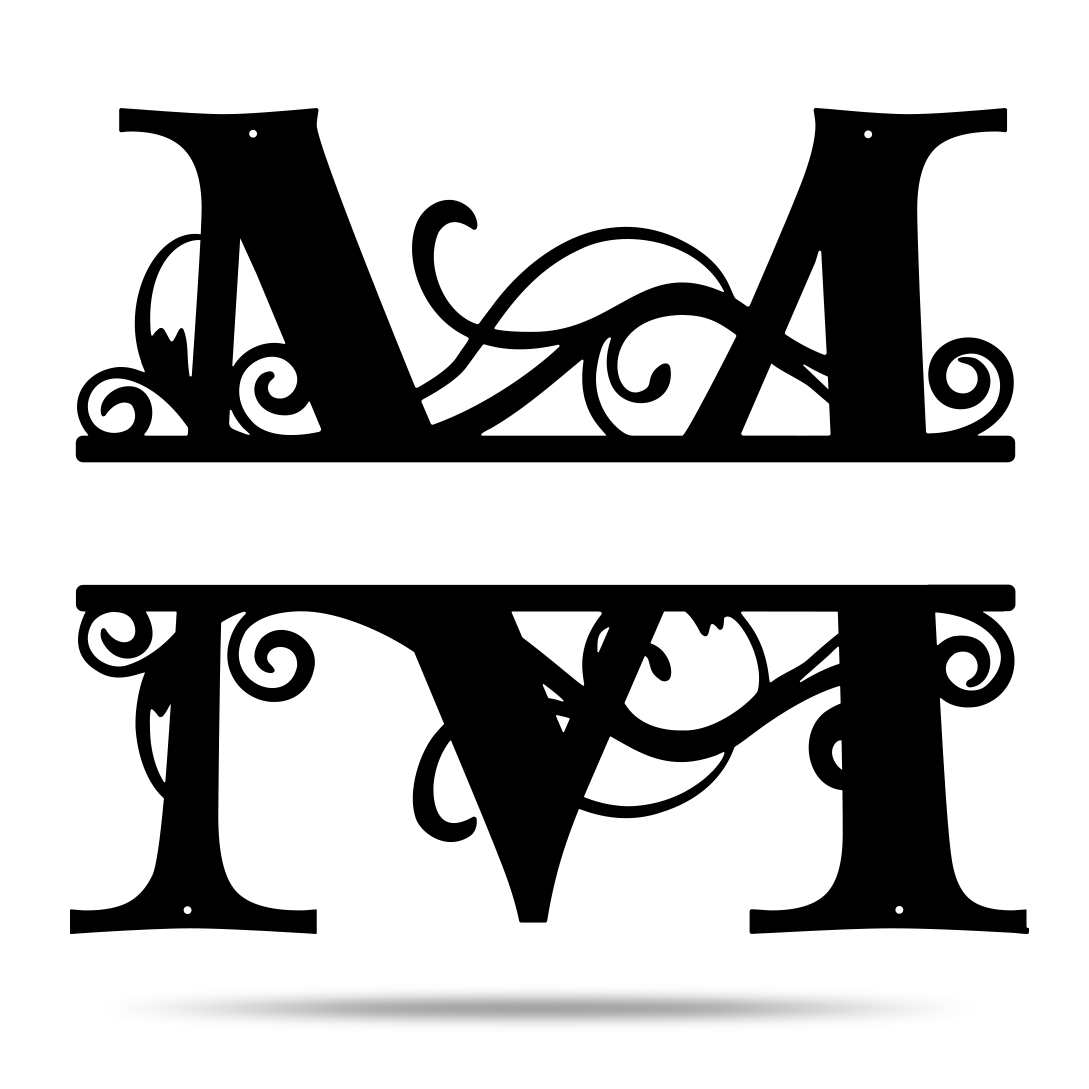 Fancy Split Letter Monogram – Steel Décor