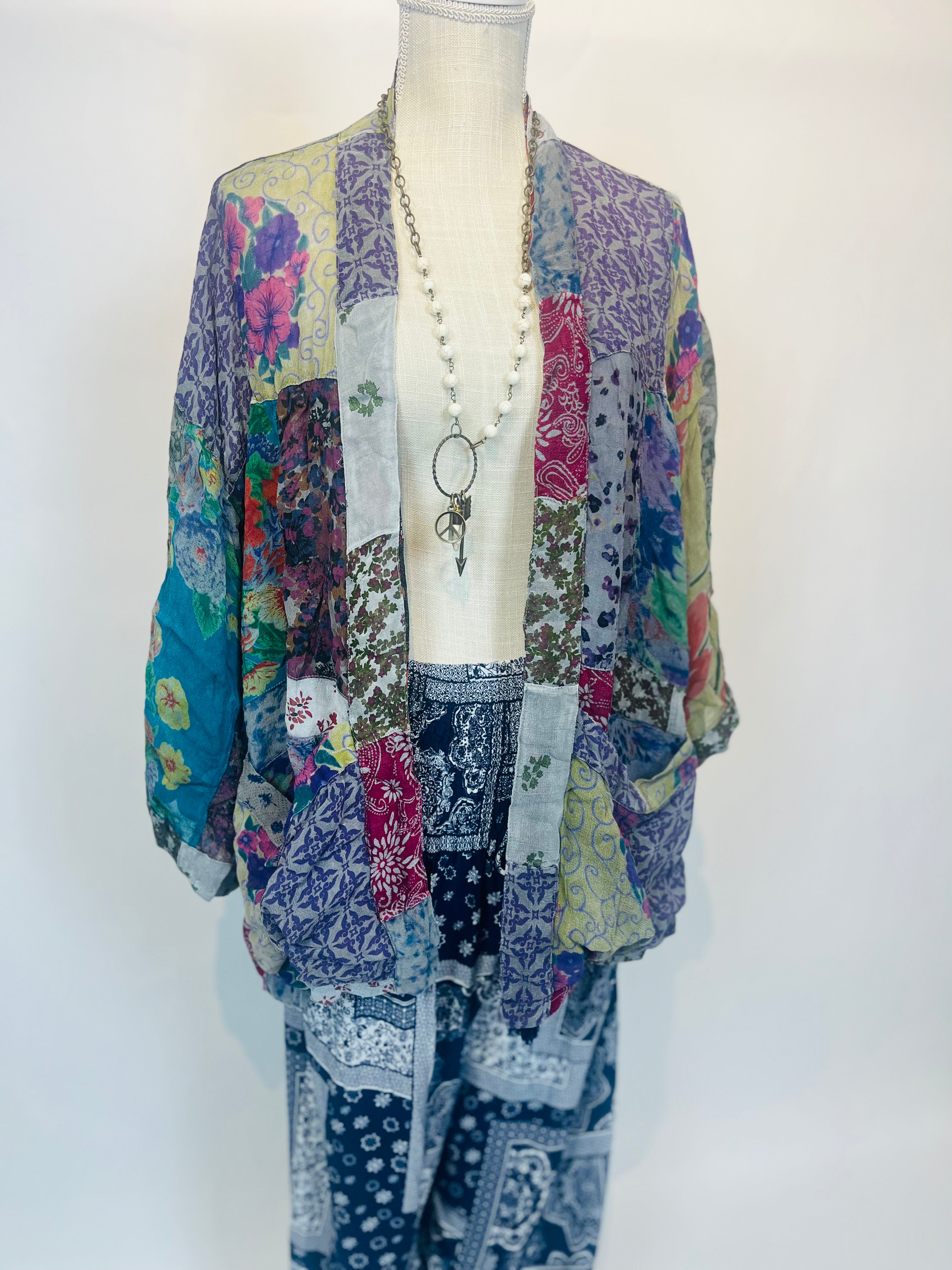 Patchwork Kimono Grey