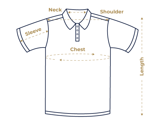 A visual guide to understanding the individual measurements of your dress collar polo.