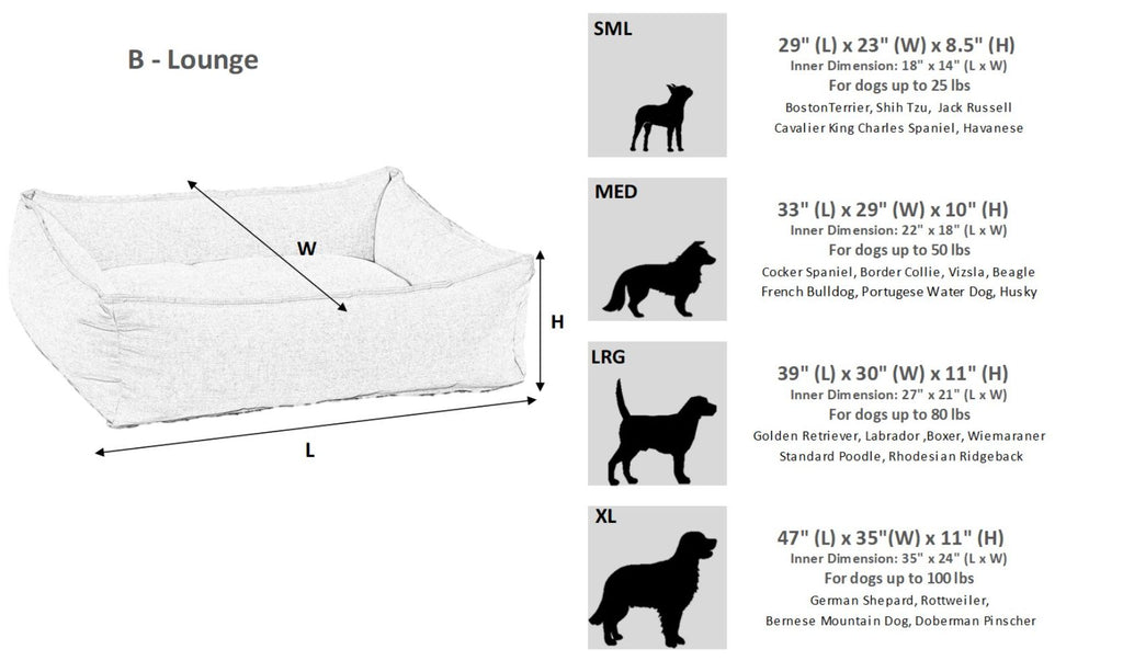 Bowsers B Lounge Dog Bed Dimensions