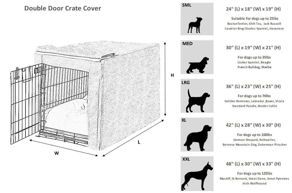 Bowsers Double Door Crate Cover Size Guide