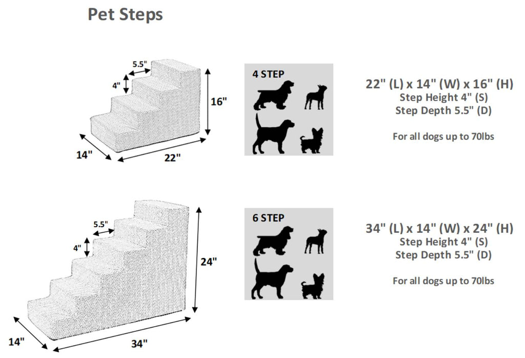 Bowsers Washable Microvelvet Pet Step Size Guide