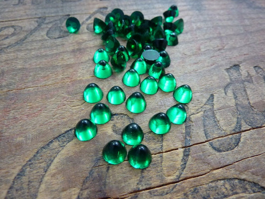 Vintage Rhinestone Luminous Emerald Small Glass Rhinestone 7x5mm  (8 pcs) ET131