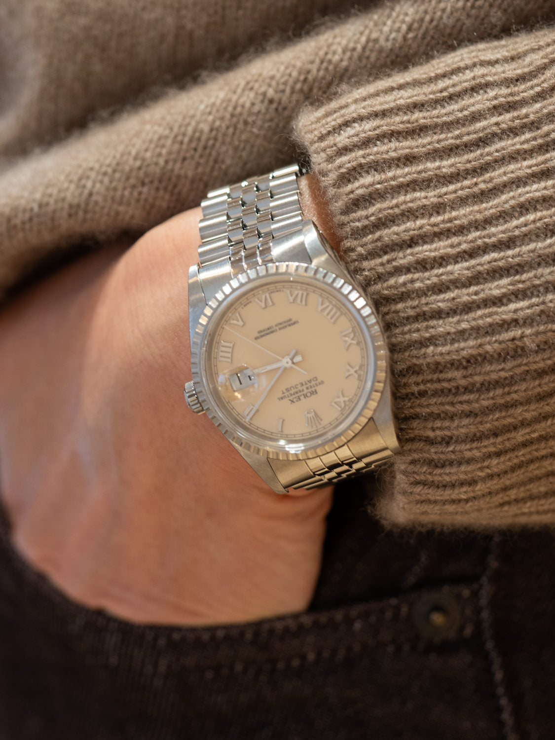 ロレックス デイトジャスト 16220 クリーム ローマン ダイアル ROLEX Datejust 16220 Creamy Roman Dial