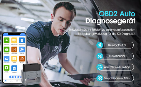 Bievin OBD2 Diagnosegerät Bluetooth 4.0(BLE) Auto Diagnose Scanner Diagnose Fehlercode Leser OBD Adapter für IOS und Android