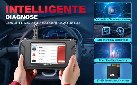 mucar CS99 OBD2 Diagnosegerät Für Alle Fahrzeuge, Diagnosegerät Auto Mit Alle Systemdiagnosen & 5 Servicefunktionen(Oil, EPB, SAS, ETS, DPF), Auslesegerät Auto Kostenloses Upgrade