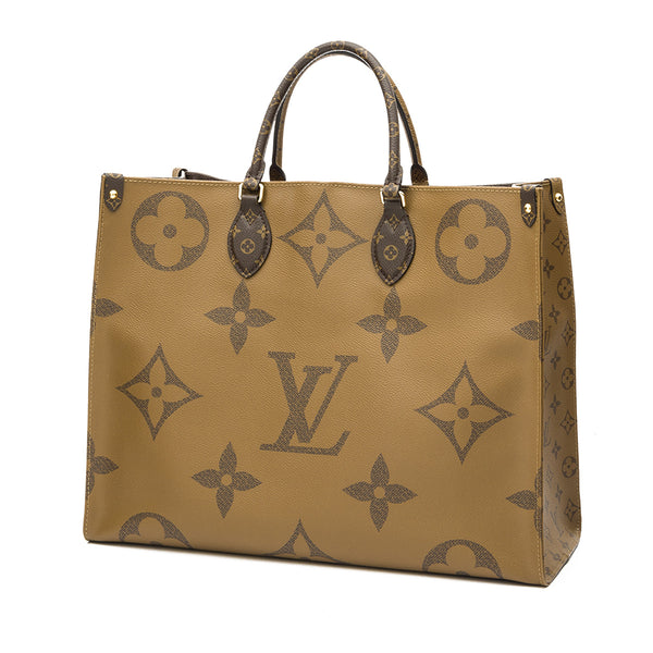 Louis Vuitton Beige Nylon Monogram Giant Onthego GM Tote Bag Louis