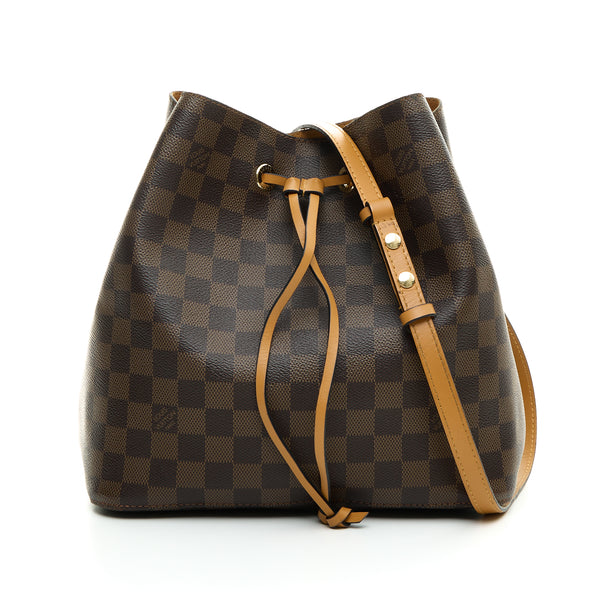 Louis Vuitton Neo drawstring bucket bag Brown Leather Cloth ref.558348 -  Joli Closet