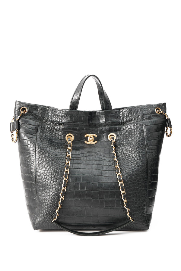 CHANEL-V-Stitch-Calf-Skin-Leather-Chain-Tote-Bag-Black-Gold –  dct-ep_vintage luxury Store