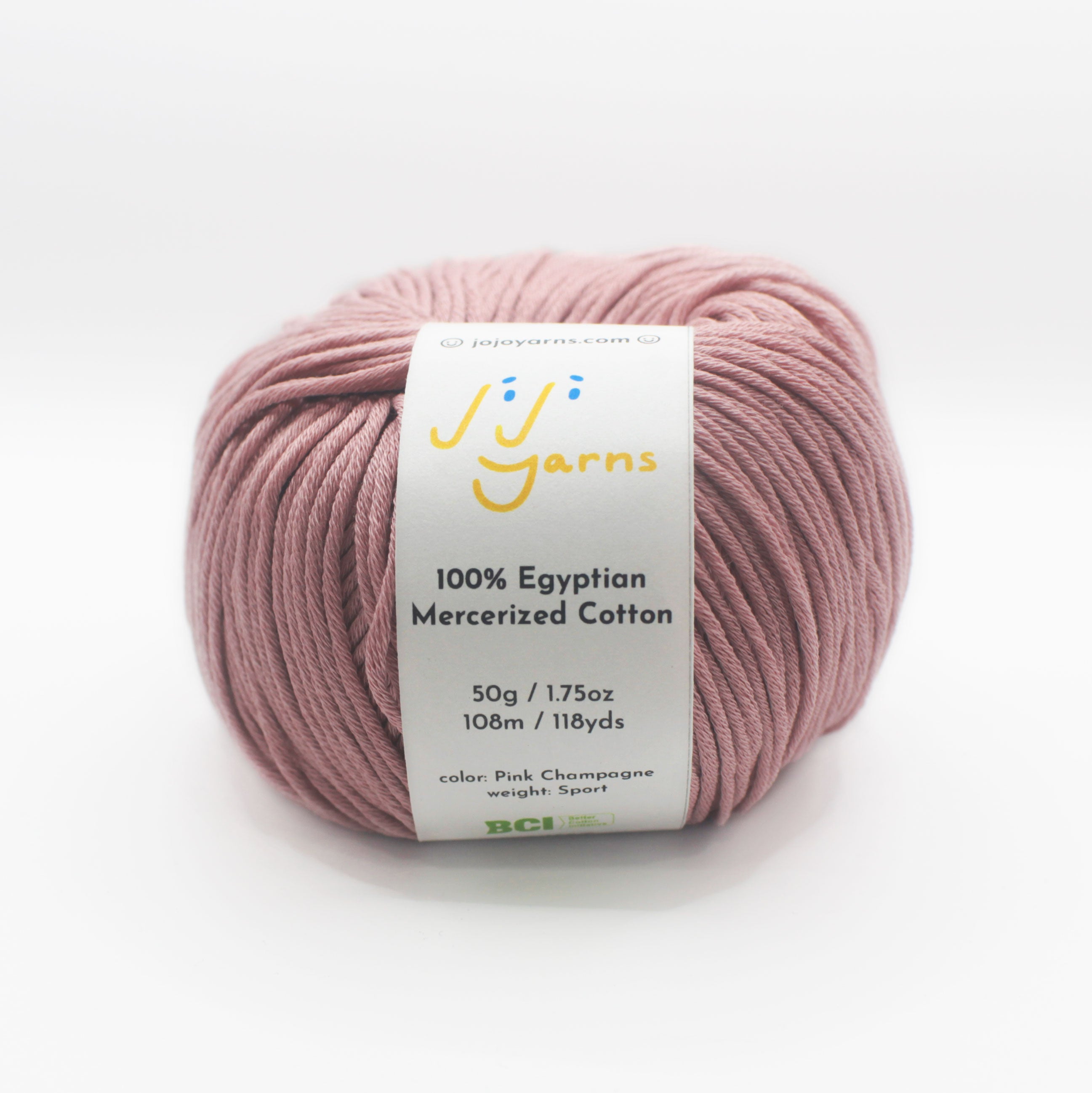 100% Egyptian Mercerized Cotton Yarn in Pink Champagne Sport Weight ...