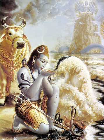 Shiva vidant la mer de lait de son poison
