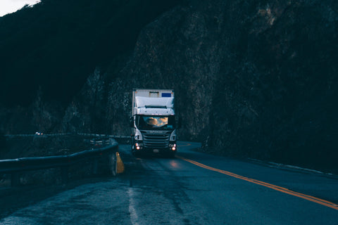 A truck on the highway