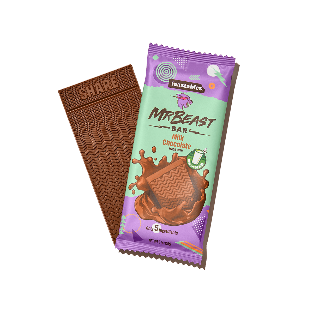 Feastables MrBeast Peanut Butter Milk Chocolate Bar - 2.1 OZ