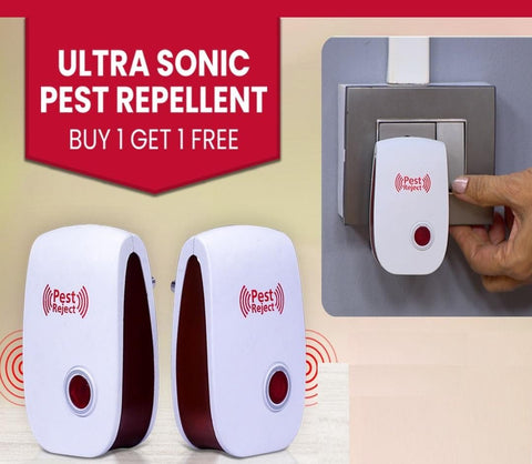 Ultrasonic Pest Repeller Ant Rat Bug Repellent - Pest Reject - Pack of 2