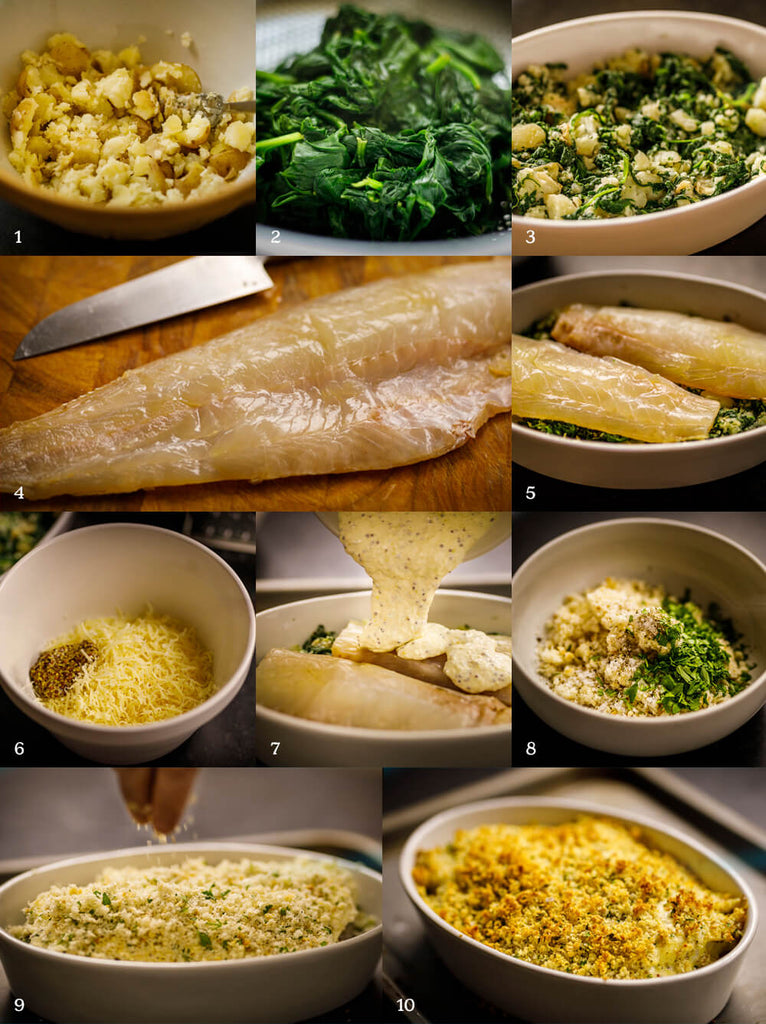 Smoked haddock with spinach