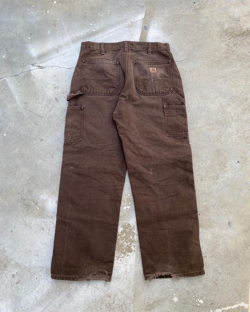 1990s Painted Carhartt Brown Double Knee Pants – exaghules