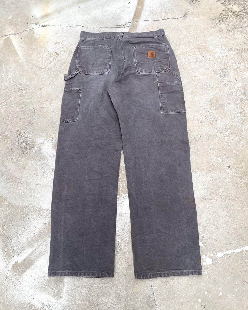 1990s Faded Dark Grey Carhartt Double Knee Pants (30x32) – exaghules