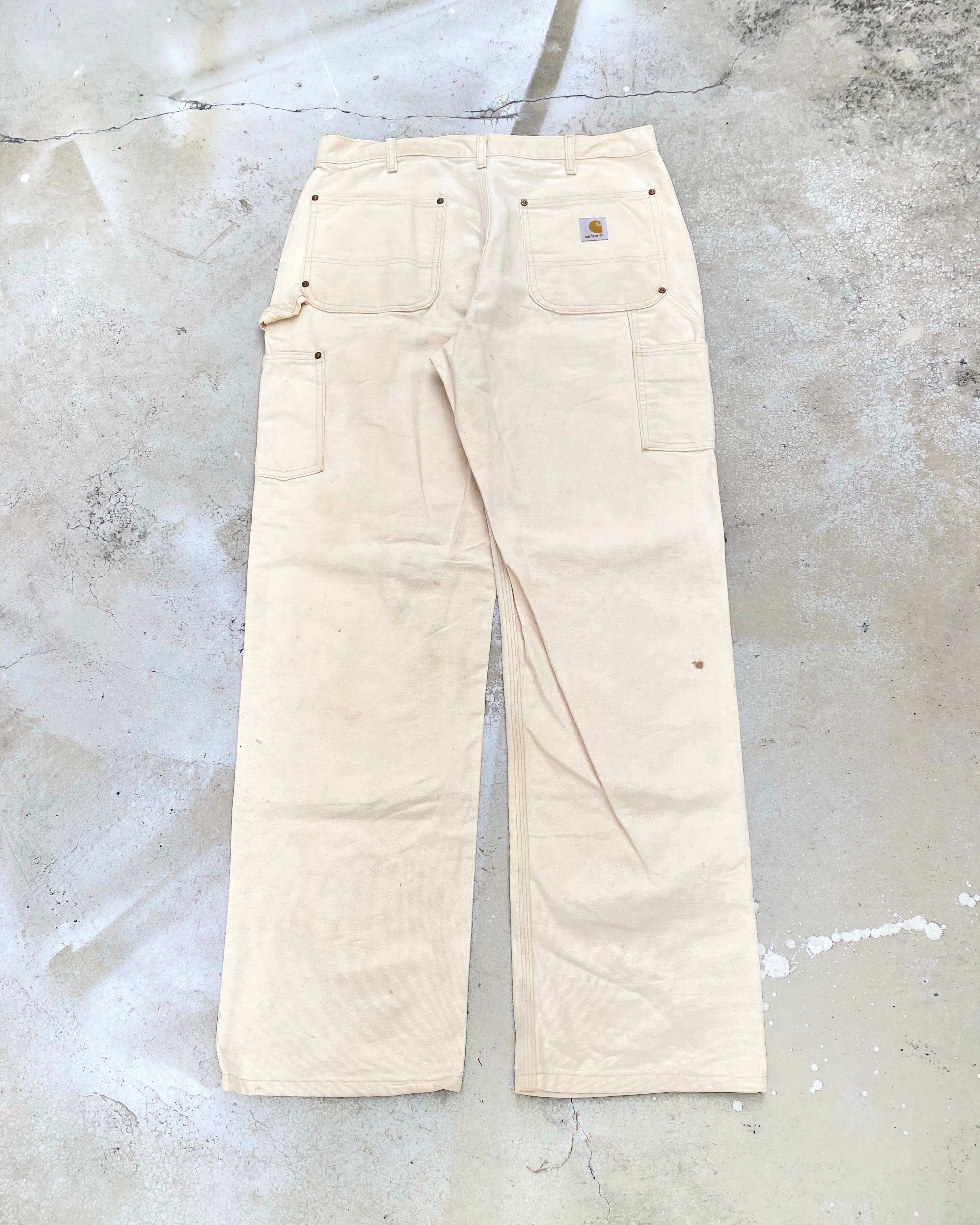 1990S CREAM CARHARTT DOUBLE KNEE PANTS (34X34) – exaghules