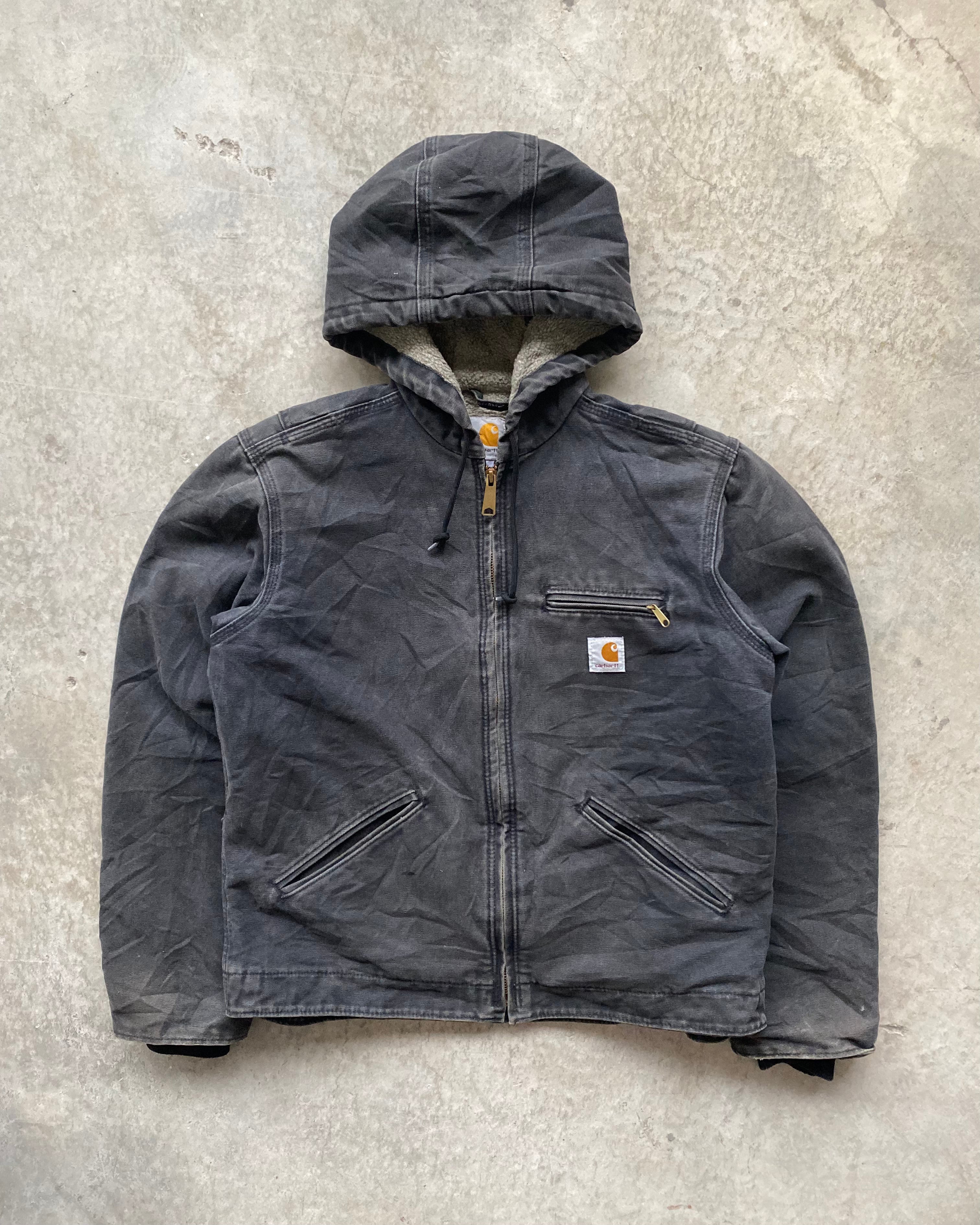 1990s Faded Black Carhartt Hooded Detroit Jacket (S/M) – exaghules