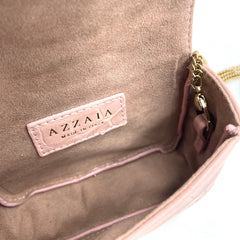 Pink Azzaia Jolie crocodile bag interior with accent on a logo