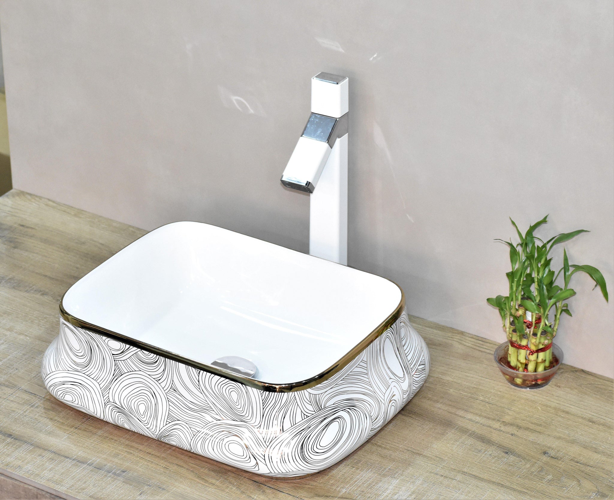 Cloakroom Sinks Above Counter Ceramic Basin Sink Bowl Rectangle Shape Vessel Wash Basin Sink 46 X 36 X 135 Cm Gold Color Homestorecartcouk