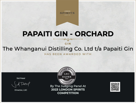 Papaiti Gin's Orchard gin wins silver at LSC 2023