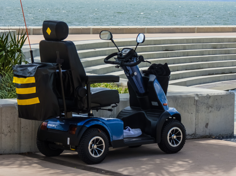 mobility scooter outside near the ocean