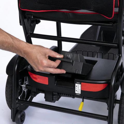 close up of mobility scooter battery