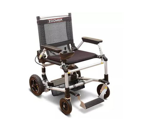 Zoomer power chair at a slanted angle
