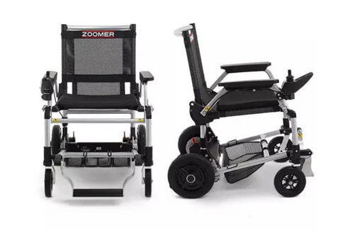 Front and side profile of Zoomer electric wheelchair