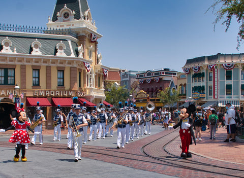 Disneyland park with Mickey and marching band