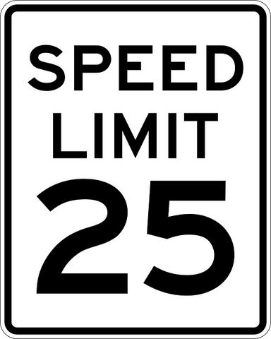 speed limit 25 mph sign