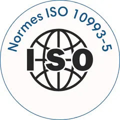 Logo représentant la conformité aux normes ISO 10993-5 du dispositif Z3 Pro de qontroler