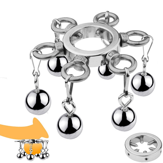 NEW STYLE SPIKED STAINLESS STEEL BALL WEIGHT TESTICLE STRETCHER 190G  BONDAGE CBT