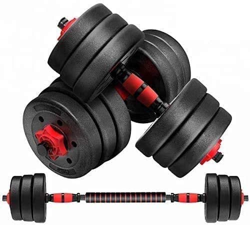 Barbell Set Weightlifting Fitness Black Cement Steel Rubber Adjustable Dumbbell and Barbell Set 2 in 1-30 kg
