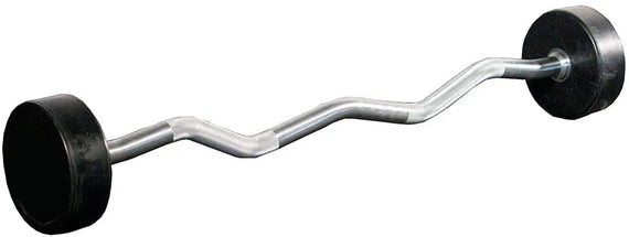 Rubber Fixed Barbell EZ Curl Bar | Straight Steel Bar