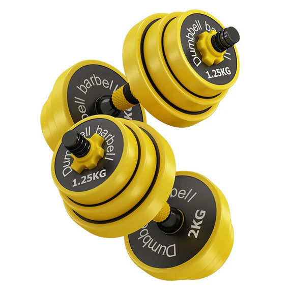 New Rubber Coated 2 in 1 Yellow Barbell Dumbbell Sets Hand Weights Arm Strength Training weightlifting-30 kg