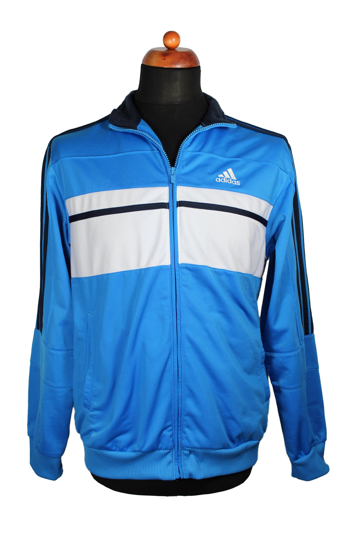 blue and white adidas track jacket