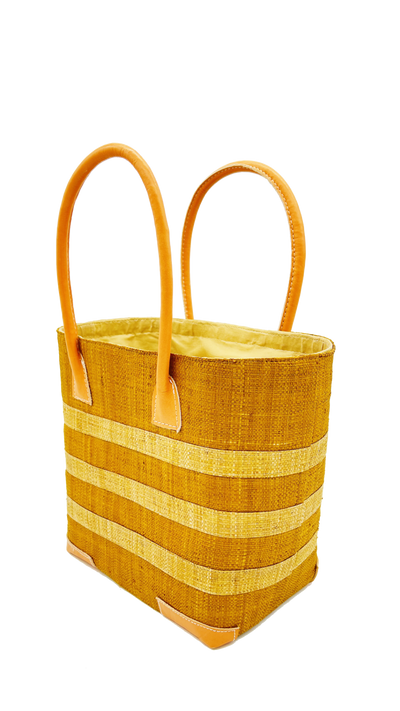 Zafran Solid Colors Tobacco Large Straw Beach Bag with Plastic Liner