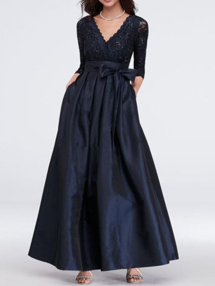 Elegant lace pocket maxi dress – Alisastyle