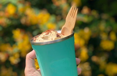 Insulated coffee cup and bambu spork at Everyday Green