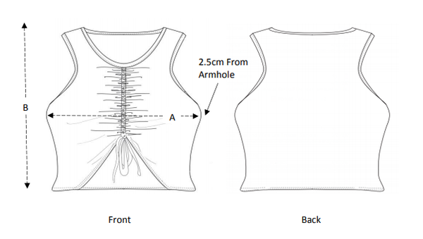 Ruched Crop Top Size Chart