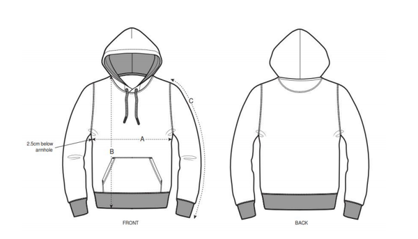 Regular Fit Hoodie Size Chart