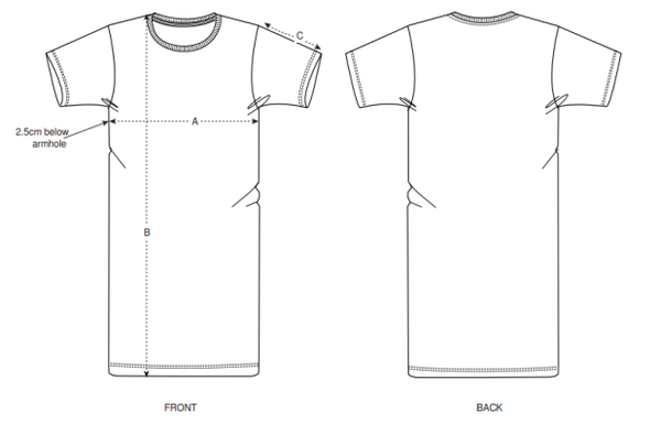 Regular Fit T-Shirt Dress Size Chart