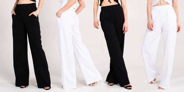 Organic Wide Leg Trousers Black And White